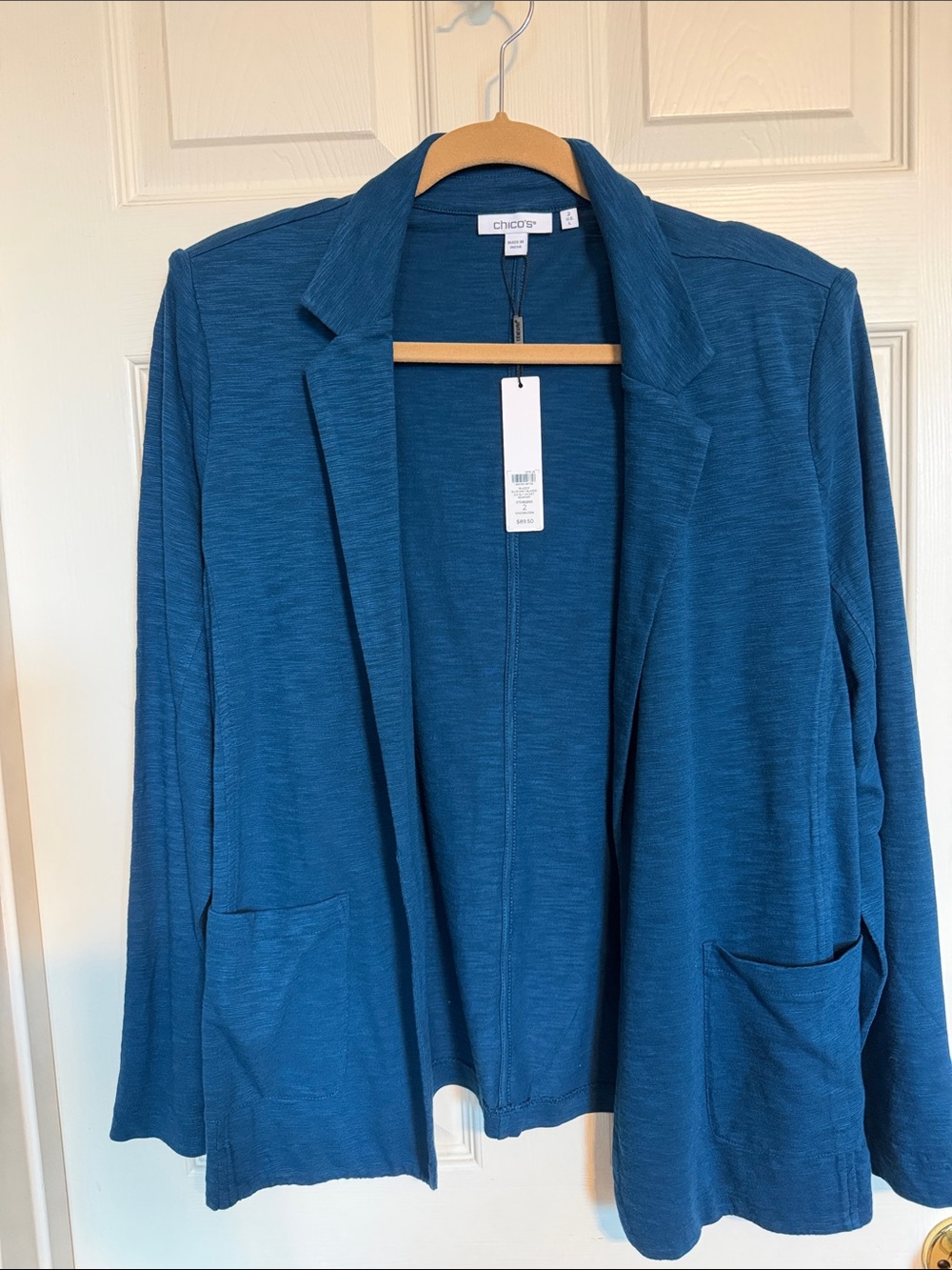 Chico's Teal Open-Front Knit Blazer